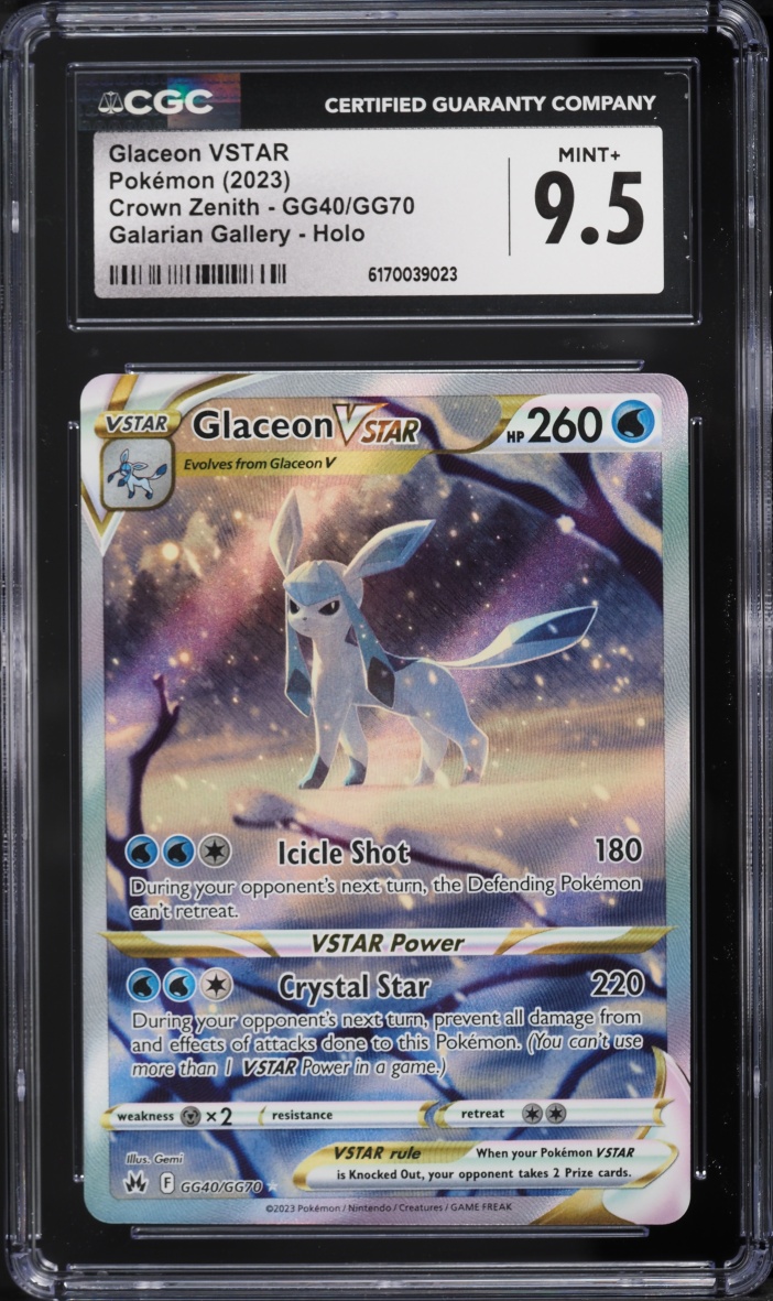 2023 Pokemon Sword & Shield Crown Zenith Alt Art Glaceon VSTAR #GG40 CGC 9.5 MINT+