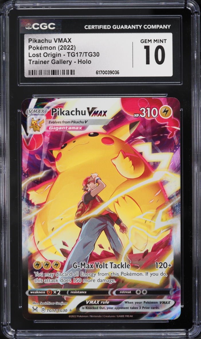 2022 Pokemon Sword & Shield Lost Origin Trainer Gallery CHR Pikachu VMAX #TG17 CGC 10 GEM MINT