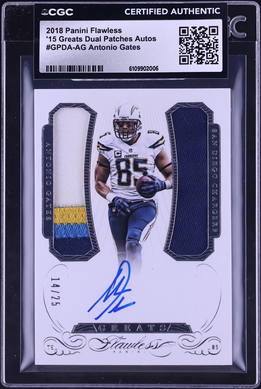 2018 Panini Flawless '15 Greats Antonio Gates GAME WORN PATCH AUTO /25 #GPDA-AG CGC AUTH - Photo 1