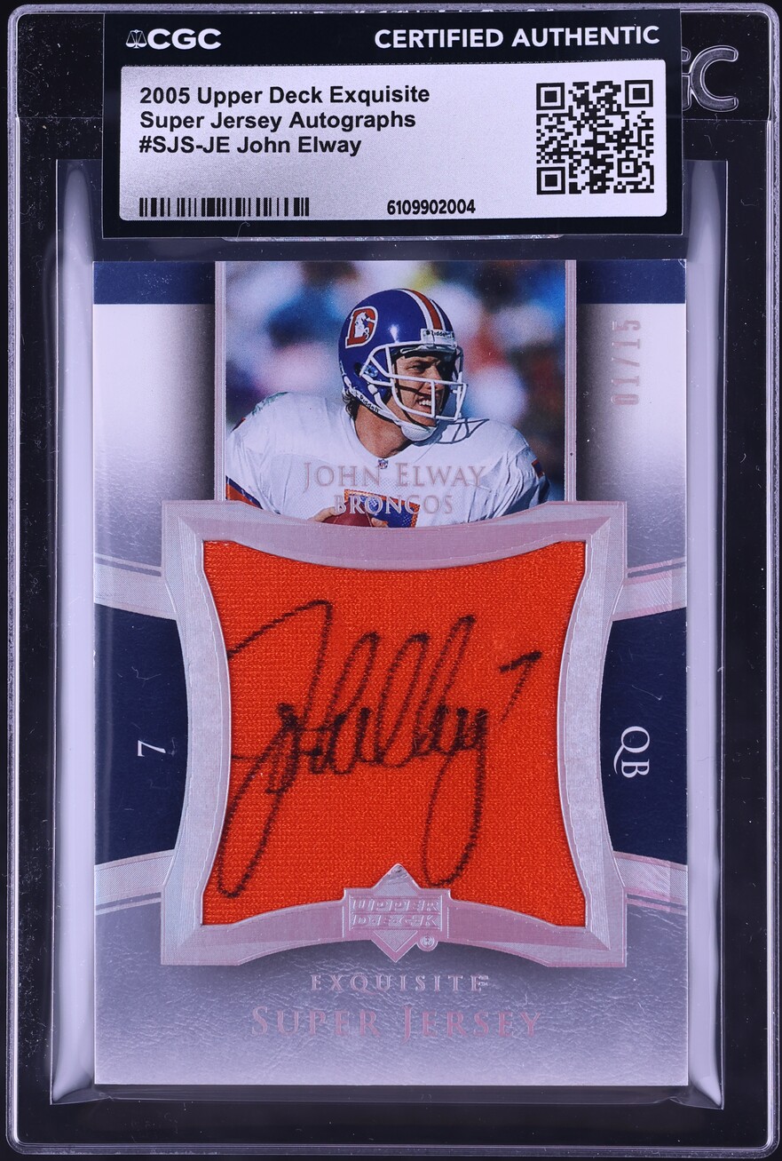 2005 Exquisite Collection Super Jersey John Elway GAME WORN PATCH AUTO 1/15 #SJS-JE CGC AUTH - Photo 1