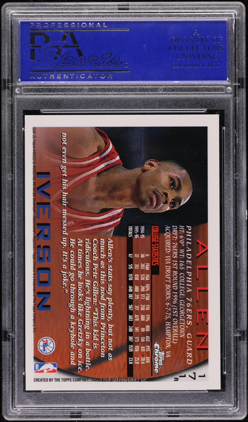 1996 Topps Chrome Refractor Allen Iverson ROOKIE #171 PSA 10