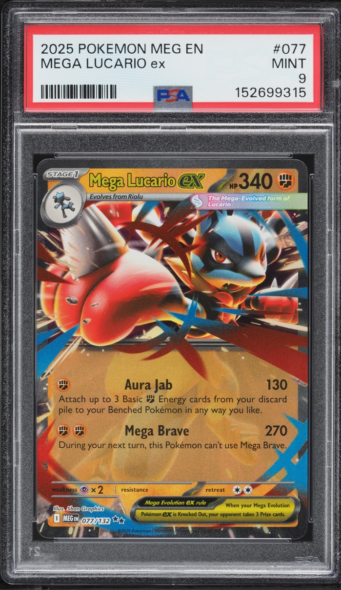2025 Pokemon Mega Evolution Holo Mega Lucario ex #77 PSA 9 MINT