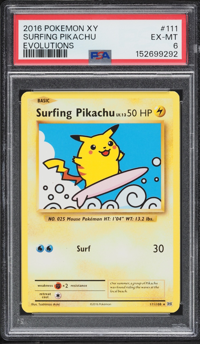 2016 Pokemon XY Evolutions Surfing Pikachu #111 PSA 6 EXMT