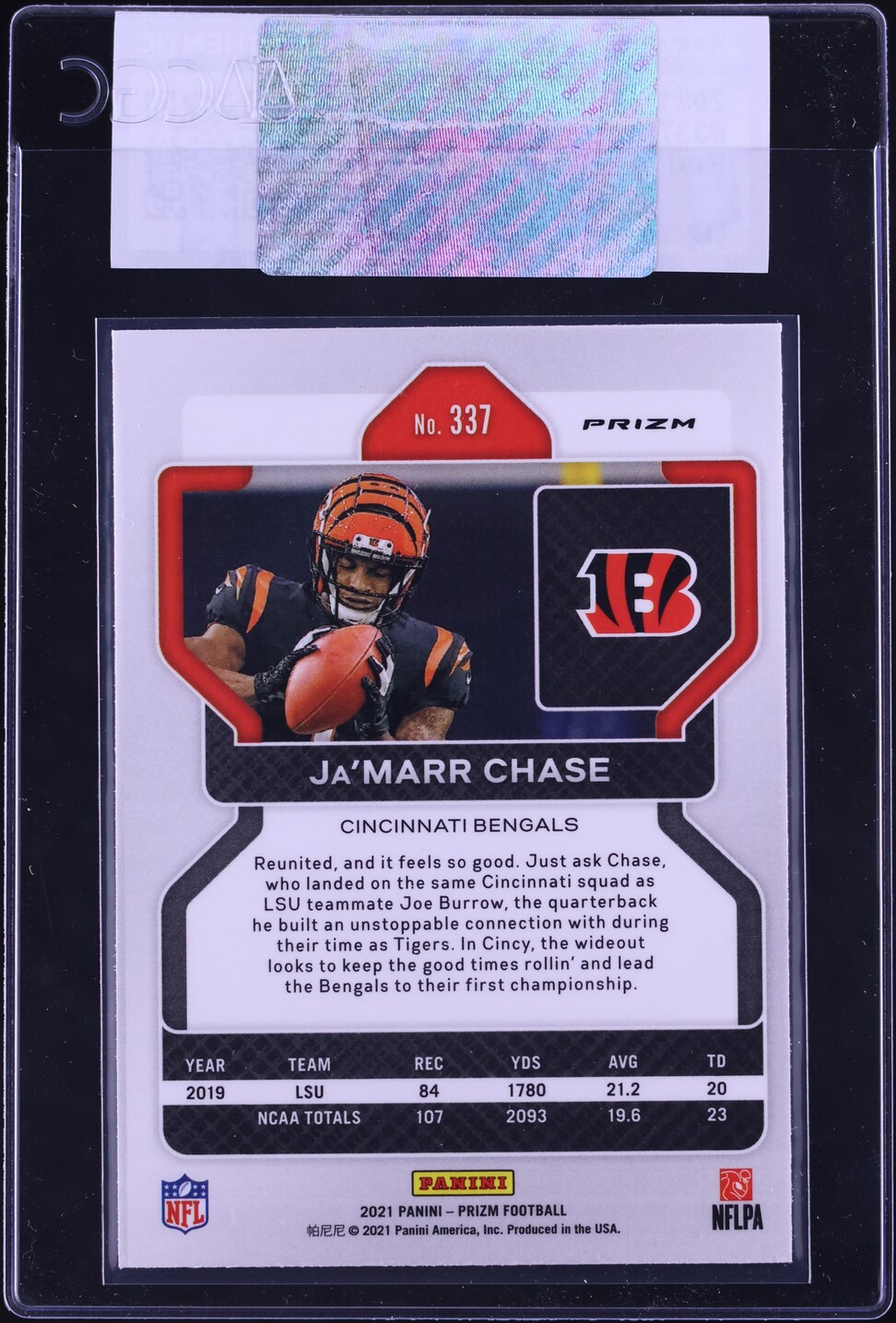 2021 Panini Prizm Red Ja'Marr Chase ROOKIE #337 CGC AUTH