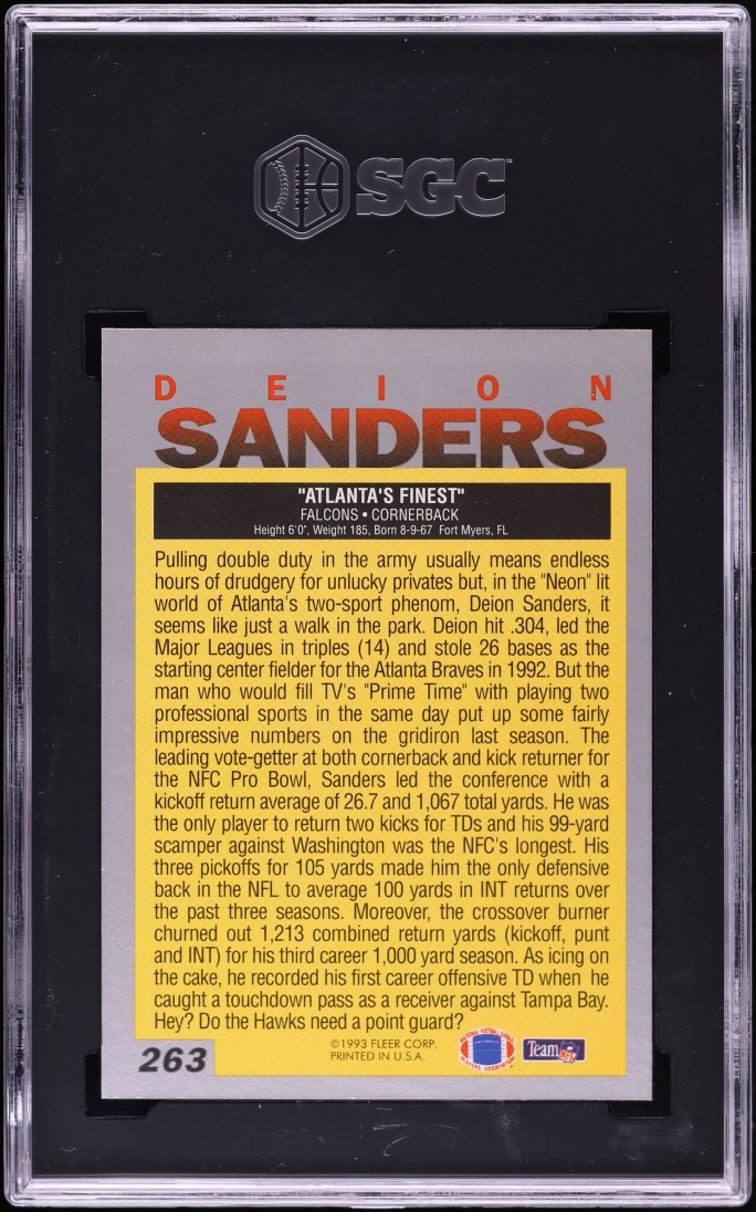 1993 Fleer Pro Vision Deion Sanders #263 SGC 8.5 NM-MT+