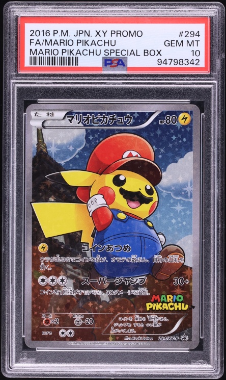 2016 Pokemon Japanese XY Promo Special Box Full Art Mario Pikachu #294 PSA 10 GEM MINT