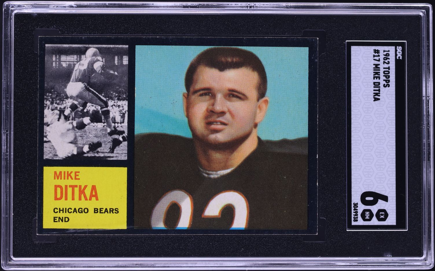 1962 Topps Football Mike Ditka ROOKIE #17 SGC 6 EXMT