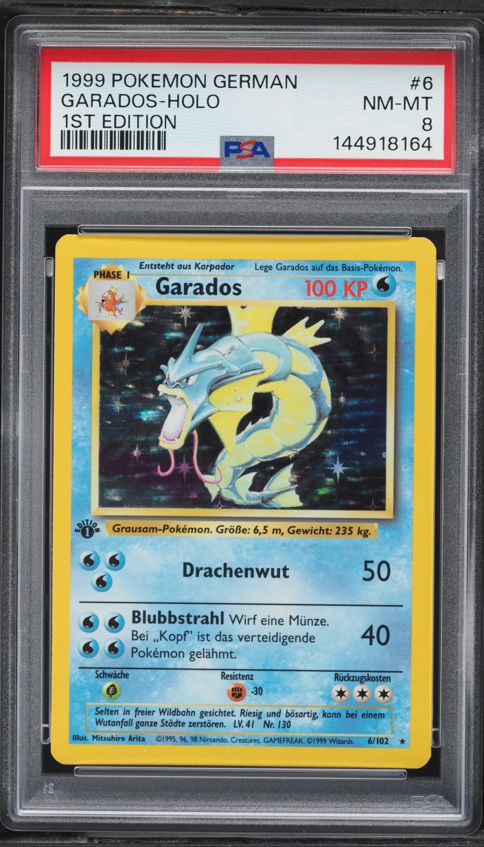 1999 Pokemon German Base Set 1st Edition Holo Gyarados #6 PSA 8 NM-MT
