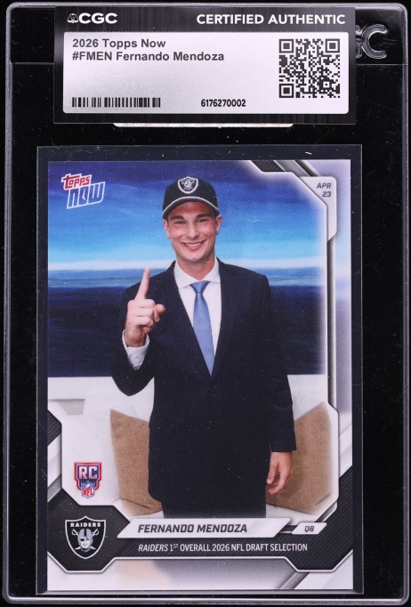 2026 Topps Now Fernando Mendoza ROOKIE #FMEN CGC AUTH
