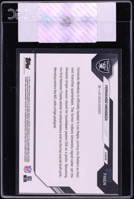 2026 Topps Now Fernando Mendoza ROOKIE #FMEN CGC AUTH