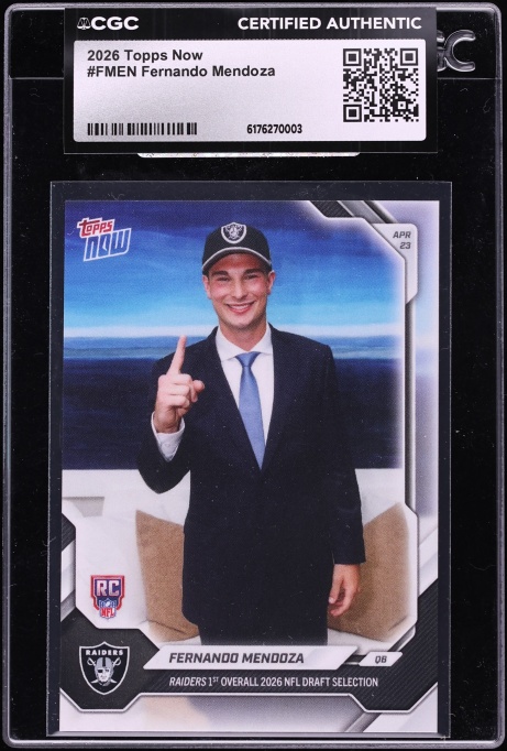 2026 Topps Now Fernando Mendoza ROOKIE #FMEN CGC AUTH