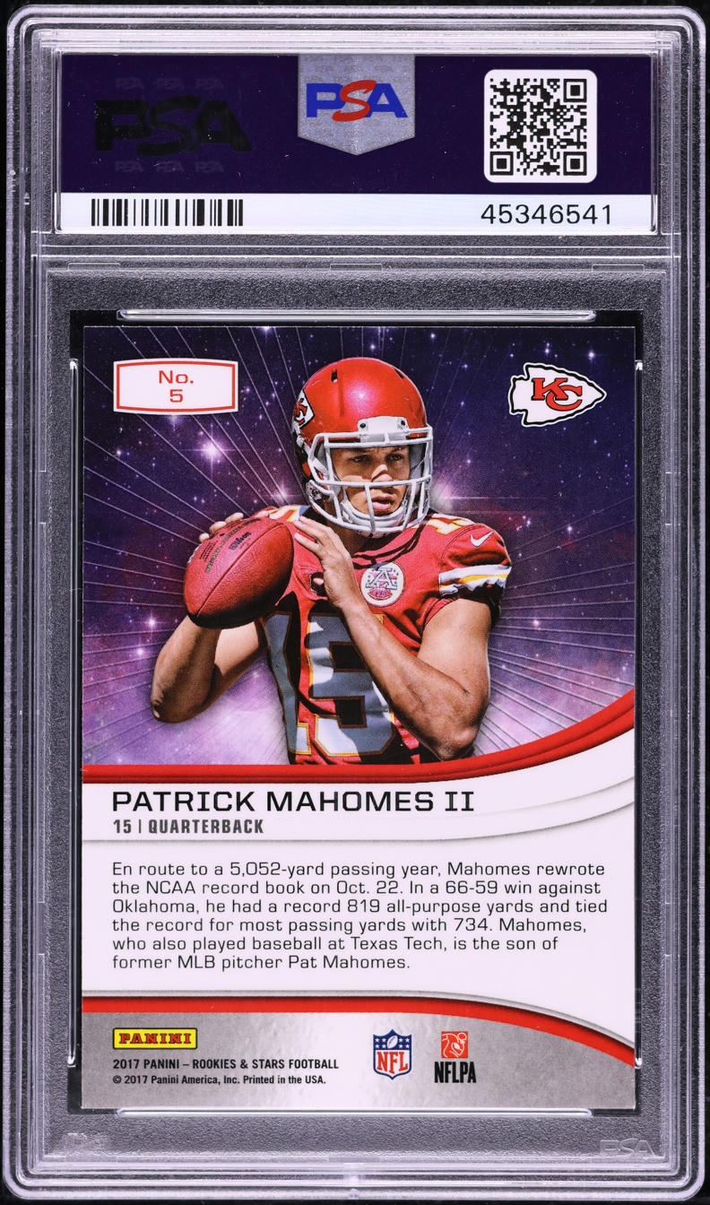 2017 Panini Rookies & Stars Stellar Patrick Mahomes II ROOKIE #5 PSA 10 GEM MINT
