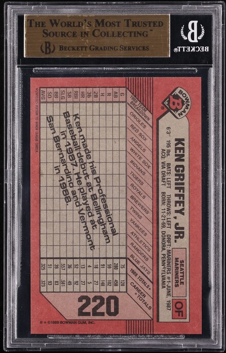 1989 Bowman Ken Griffey Jr. ROOKIE #220 BGS 9.5 GEM MINT