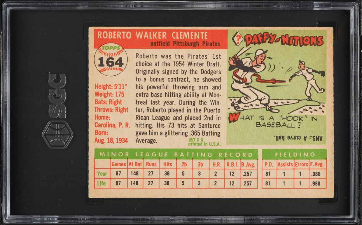 1955 Topps Roberto Clemente ROOKIE #164 SGC 5 EX
