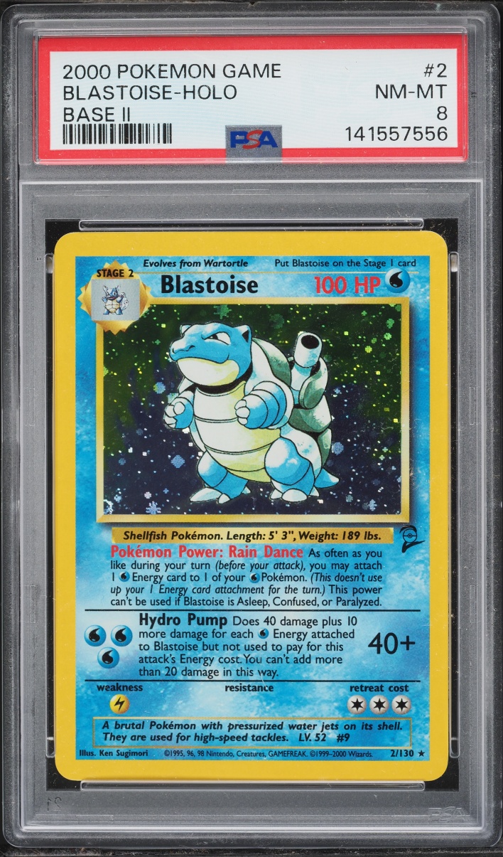 2000 Pokemon Base Set 2 Holo Blastoise #2 PSA 8 NM-MT