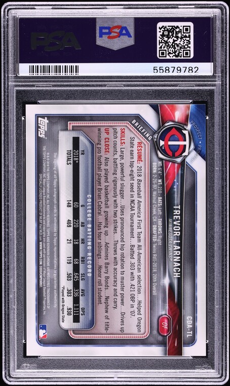 2018 Bowman Chrome Draft Trevor Larnach PROSPECT AUTO #CDA-TL PSA 10 GEM MINT