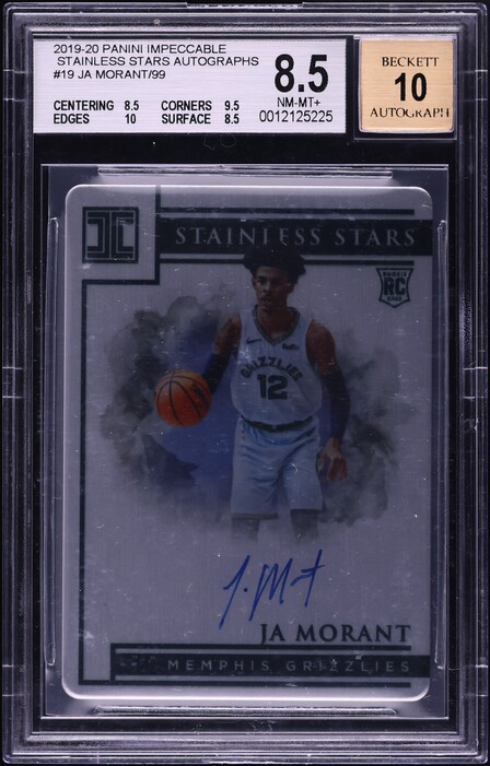 2019 Panini Spectra Ja Morant ROOKIE PATCH AUTO /99 #191 PSA 10