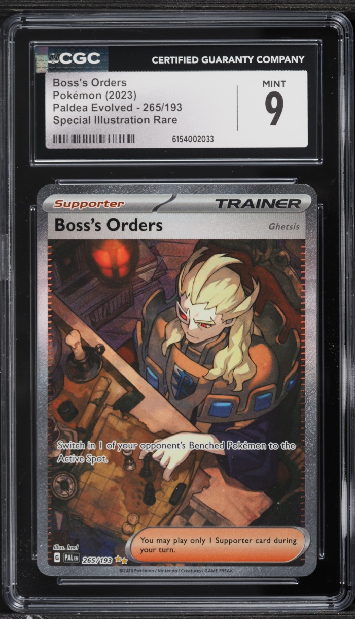 2023 Pokemon Scarlet & Violet Paldea Evolved SIR Boss's Orders #265 CGC 9 MINT