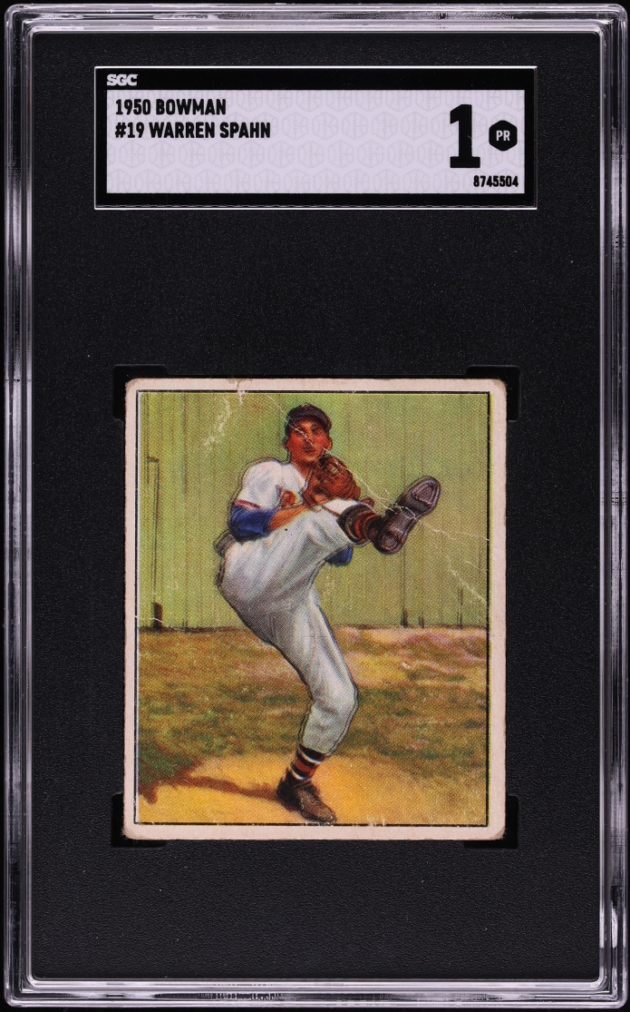 1950 Bowman Warren Spahn #19 SGC 1 PR