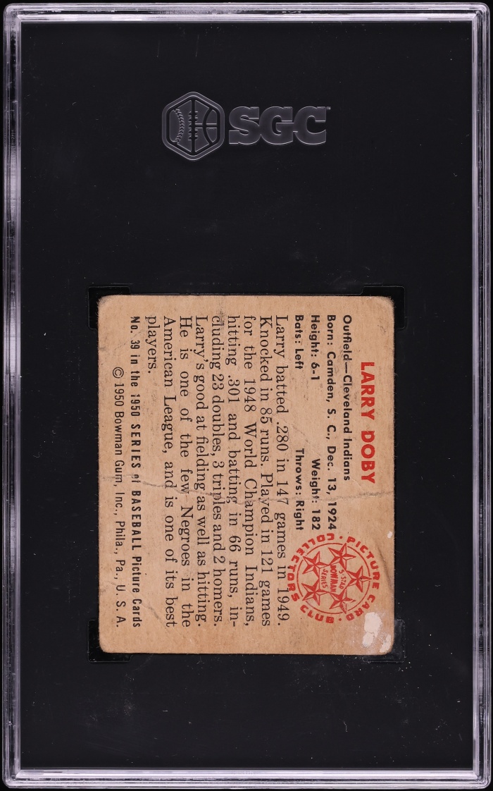 1950 Bowman Larry Doby #39 SGC 1 PR