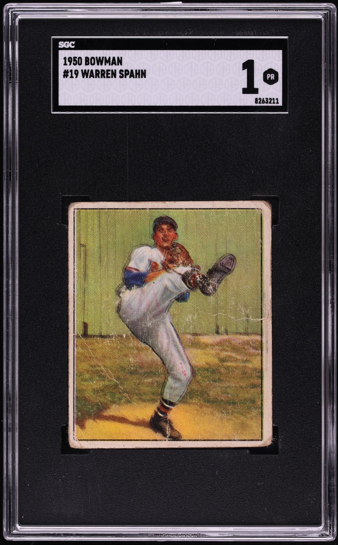 1950 Bowman Warren Spahn #19 SGC 1 PR
