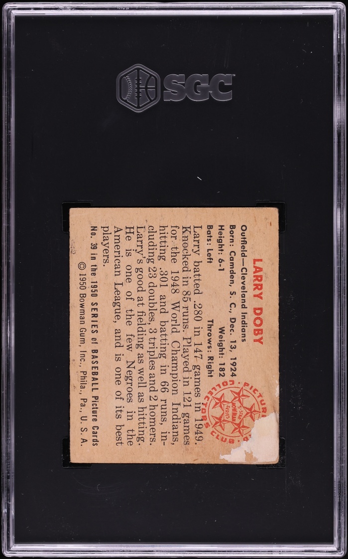 1950 Bowman Larry Doby #39 SGC 1 PR