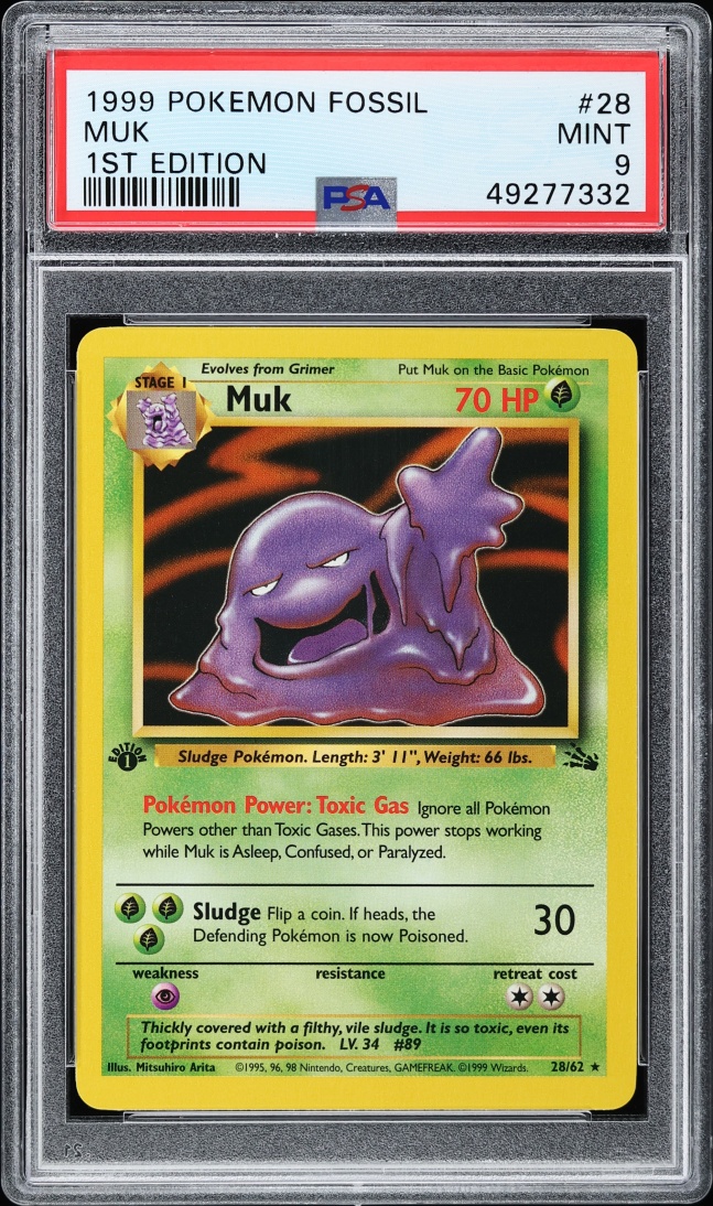 1999 Pokemon Fossil 1st Edition Muk #28 PSA 9 MINT
