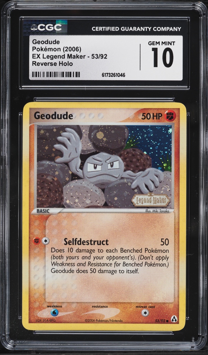 2006 Pokemon EX Legend Maker Reverse Holo Geodude #53 CGC 10 GEM MINT
