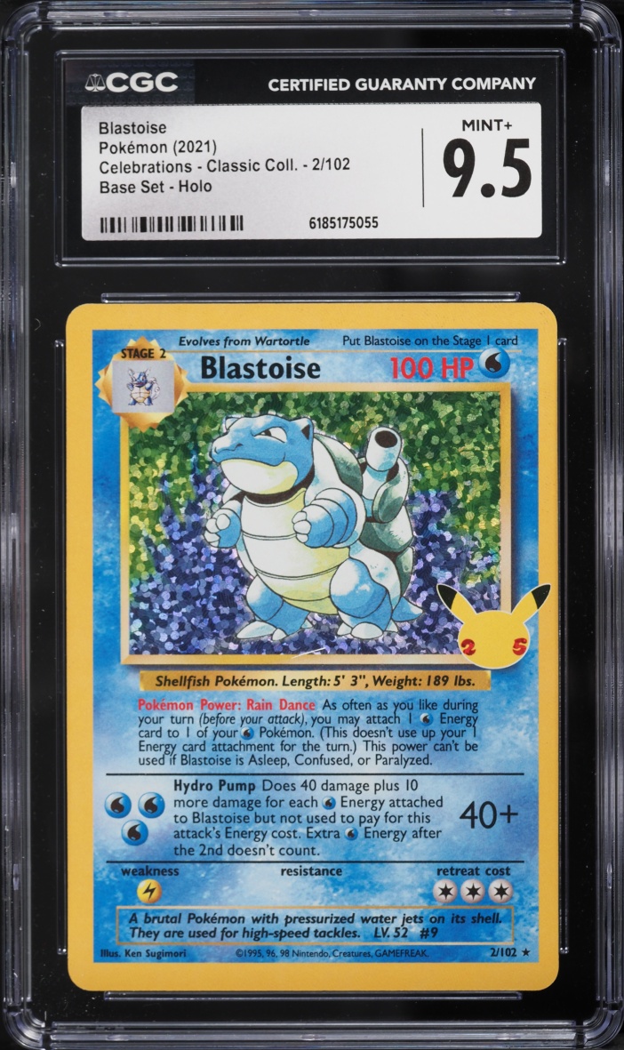 2021 Pokemon Sword & Shield Celebrations Classic Collection Holo Blastoise #2 CGC 9.5 MINT+