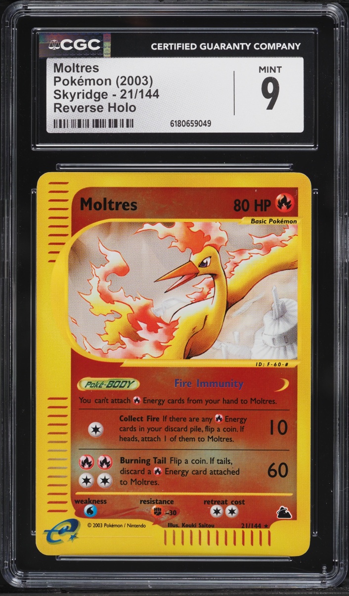 2003 Pokemon Skyridge Reverse Holo Moltres #21 CGC 9 MINT