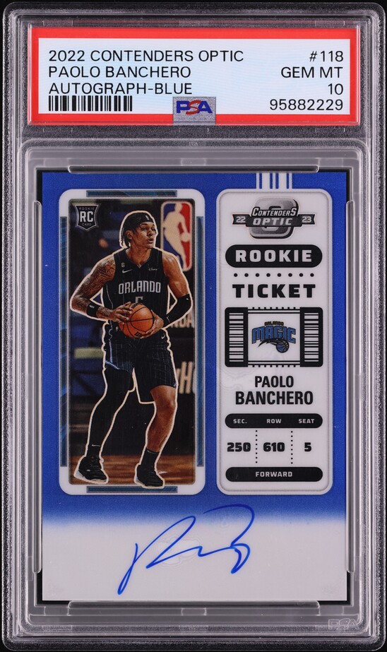 2022 Panini Contenders Optic Blue Paolo Banchero ROOKIE AUTO /49 #118 PSA 10 GEM MINT