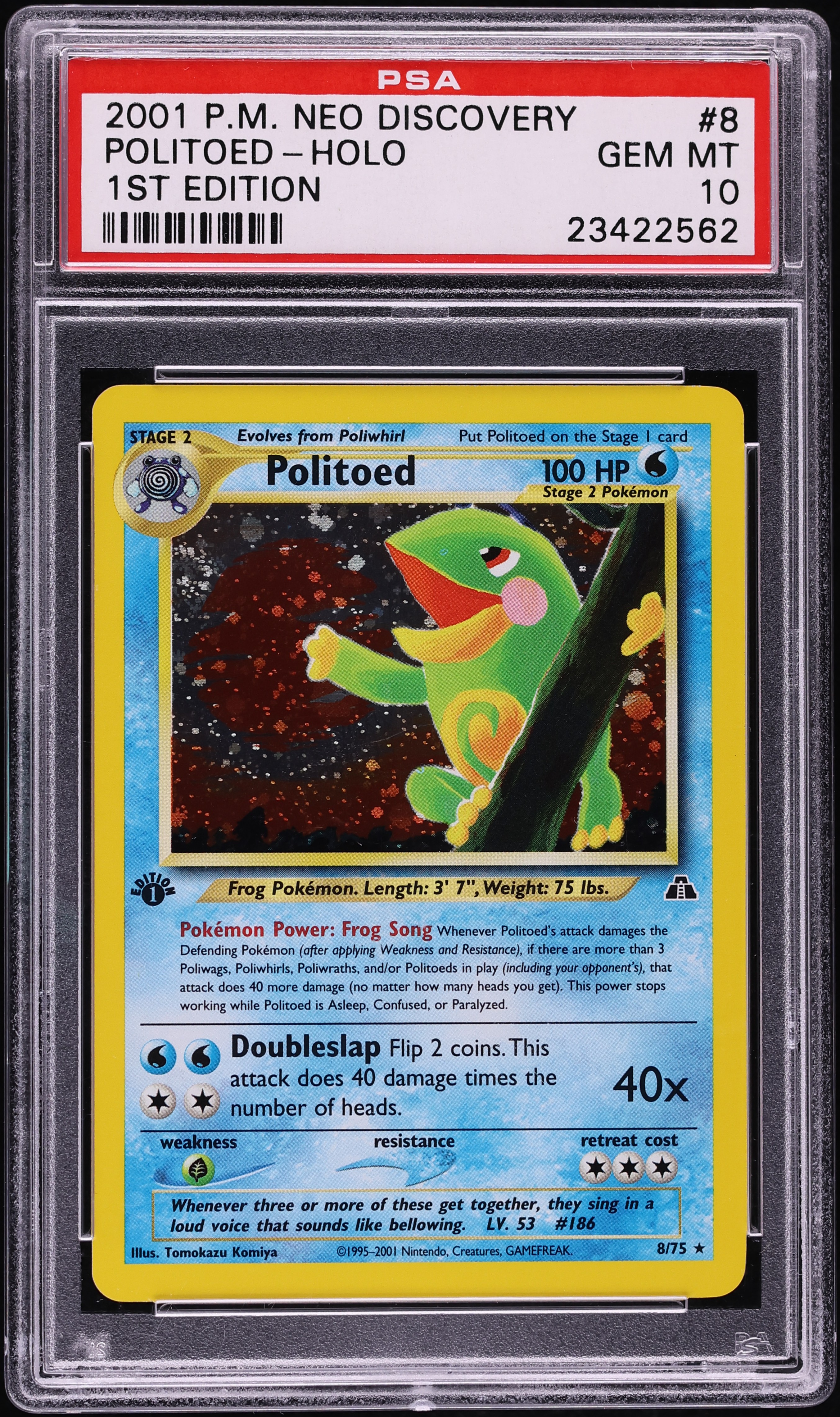 2001 Pokemon Neo Discovery 1st Edition Holo Politoed #8 PSA 10 GEM MINT