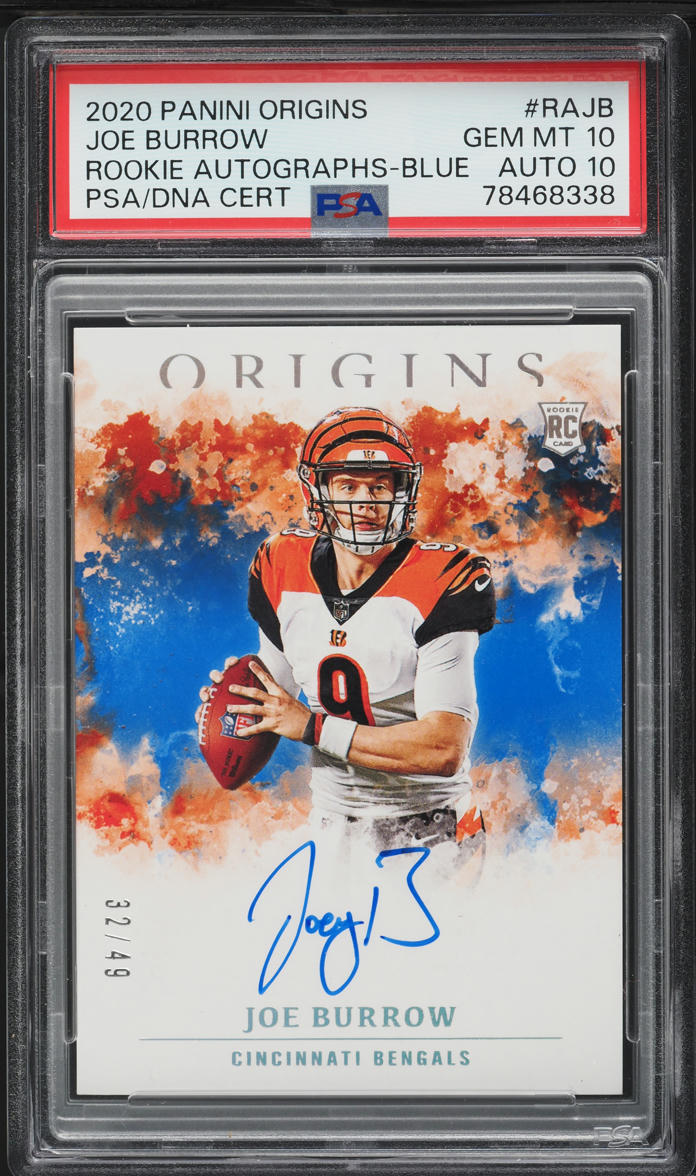 2020 Panini Origins Blue Joe Burrow ROOKIE AUTO DNA 10 /49 #RAJB PSA 10 GEM MINT