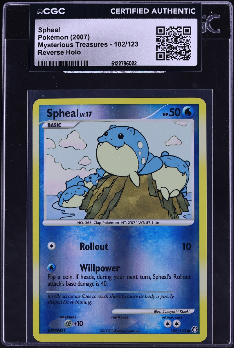 2007 Pokemon Diamond & Pearl Mysterious Treasures Reverse Holo Spheal #102 CGC AUTH