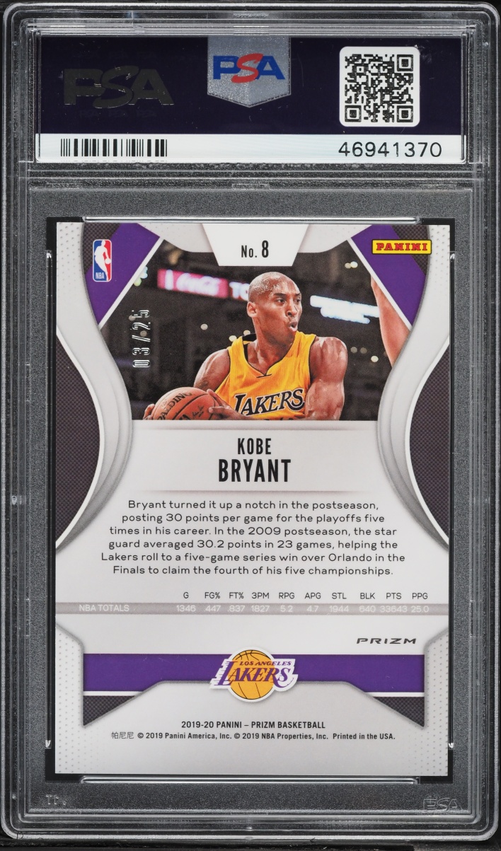 2019 Panini Prizm Green Shimmer Kobe Bryant /25 #8 PSA 9 MINT - Photo 2