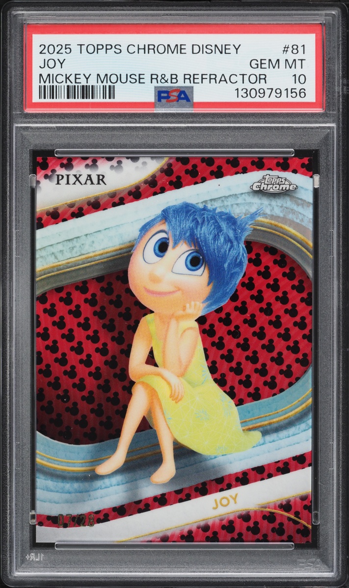 2025 Topps Chrome Disney Mickey Mouse R&B Refractor Joy /28 #81 PSA 10 GEM MINT