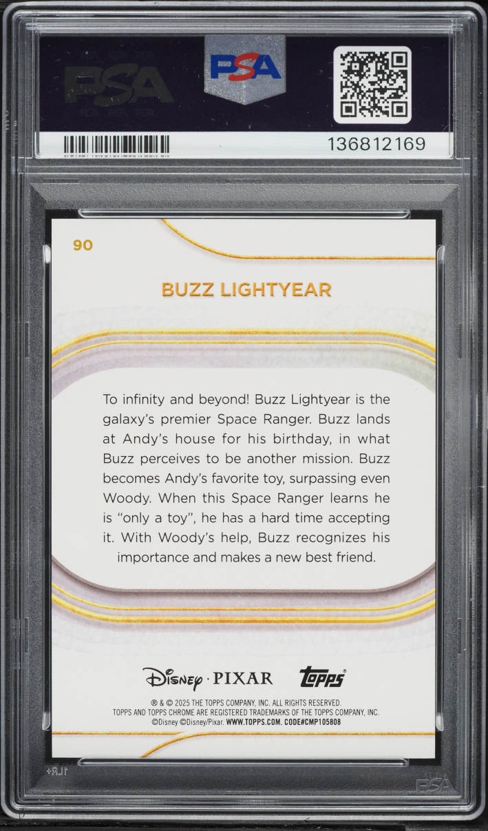 2025 Topps Chrome Disney Image Variation Mickey R&B Ref Buzz Lightyear /28 #90 PSA 10 GEM MINT - Photo 2