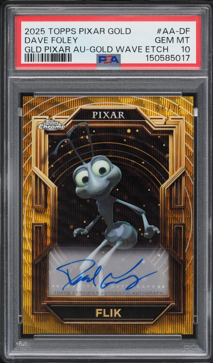 2025 Topps Pixar Gold Gilded Wave Etch Dave Foley AUTO /76 #AA-DF PSA 10 GEM MINT