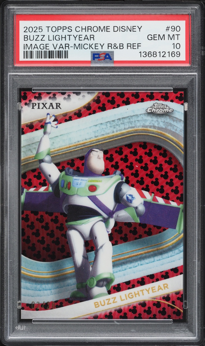 2025 Topps Chrome Disney Image Variation Mickey R&B Ref Buzz Lightyear /28 #90 PSA 10 GEM MINT