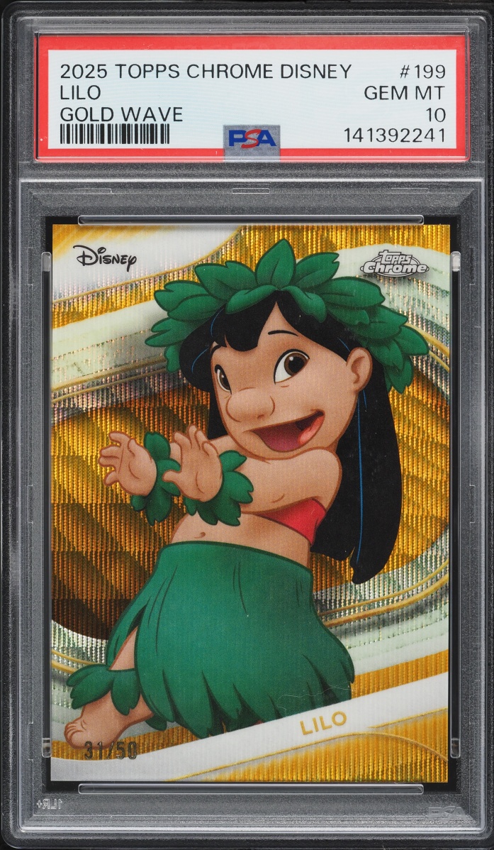 2025 Topps Chrome Disney Gold Wave Lilo /50 #199 PSA 10 GEM MINT
