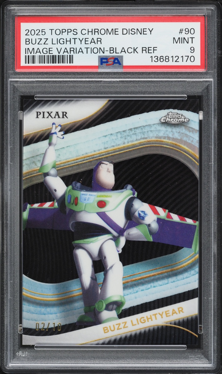 2025 Topps Chrome Disney Image Variation Black Ref Buzz Lightyear /10 #90 PSA 9 MINT