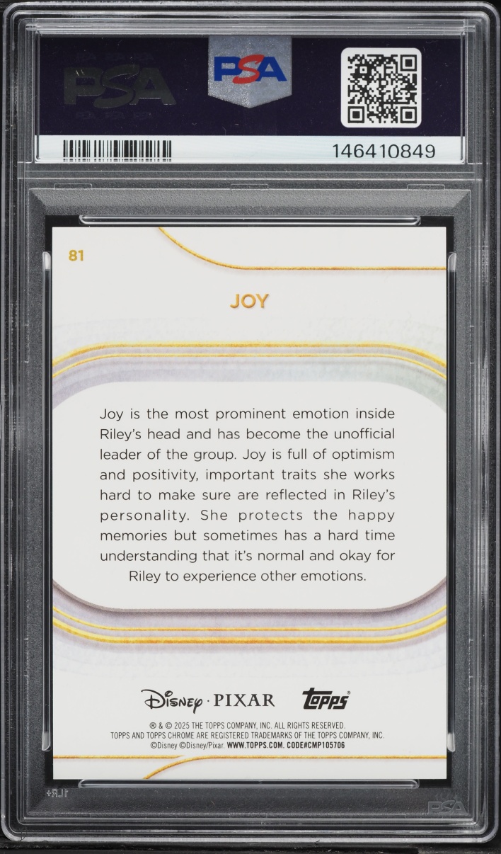 2025 Topps Chrome Disney 15th Anniversary R&O Joy /15 #81 PSA 9 MINT - Photo 2