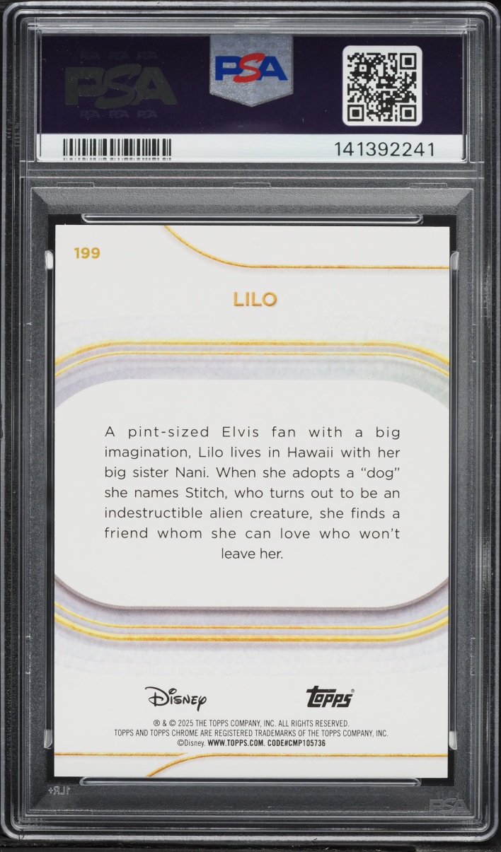 2025 Topps Chrome Disney Gold Wave Lilo /50 #199 PSA 10 GEM MINT - Photo 2