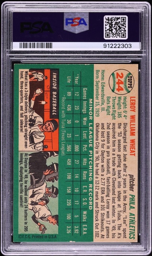 1954 Topps Leroy Wheat #244 PSA 7 NRMT