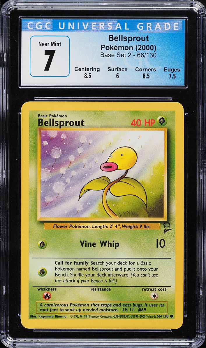 2000 Pokemon Base Set 2 Bellsprout #66 CGC 7 NRMT