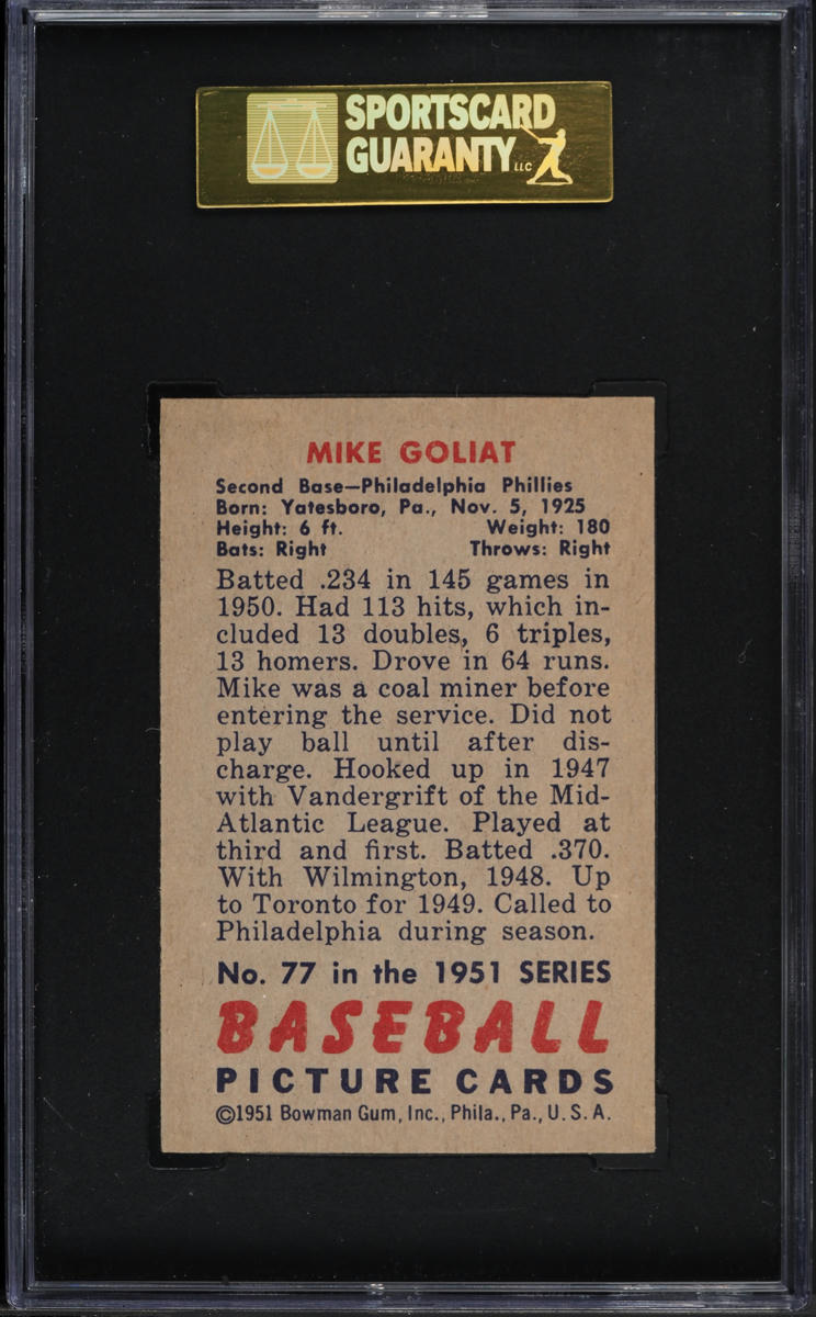 1951 Bowman Mike Goliat #77 SGC 7 NRMT