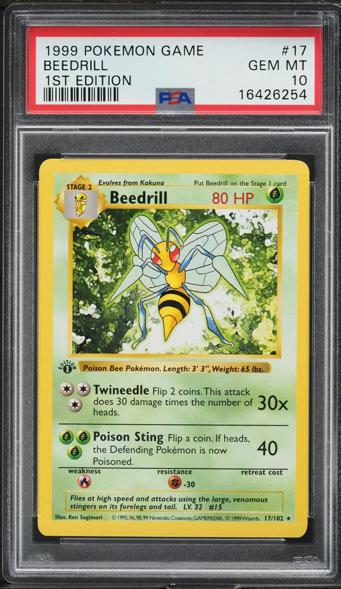 1999 Pokemon Base Set Shadowless 1st Edition Beedrill #17 PSA 10 GEM MINT