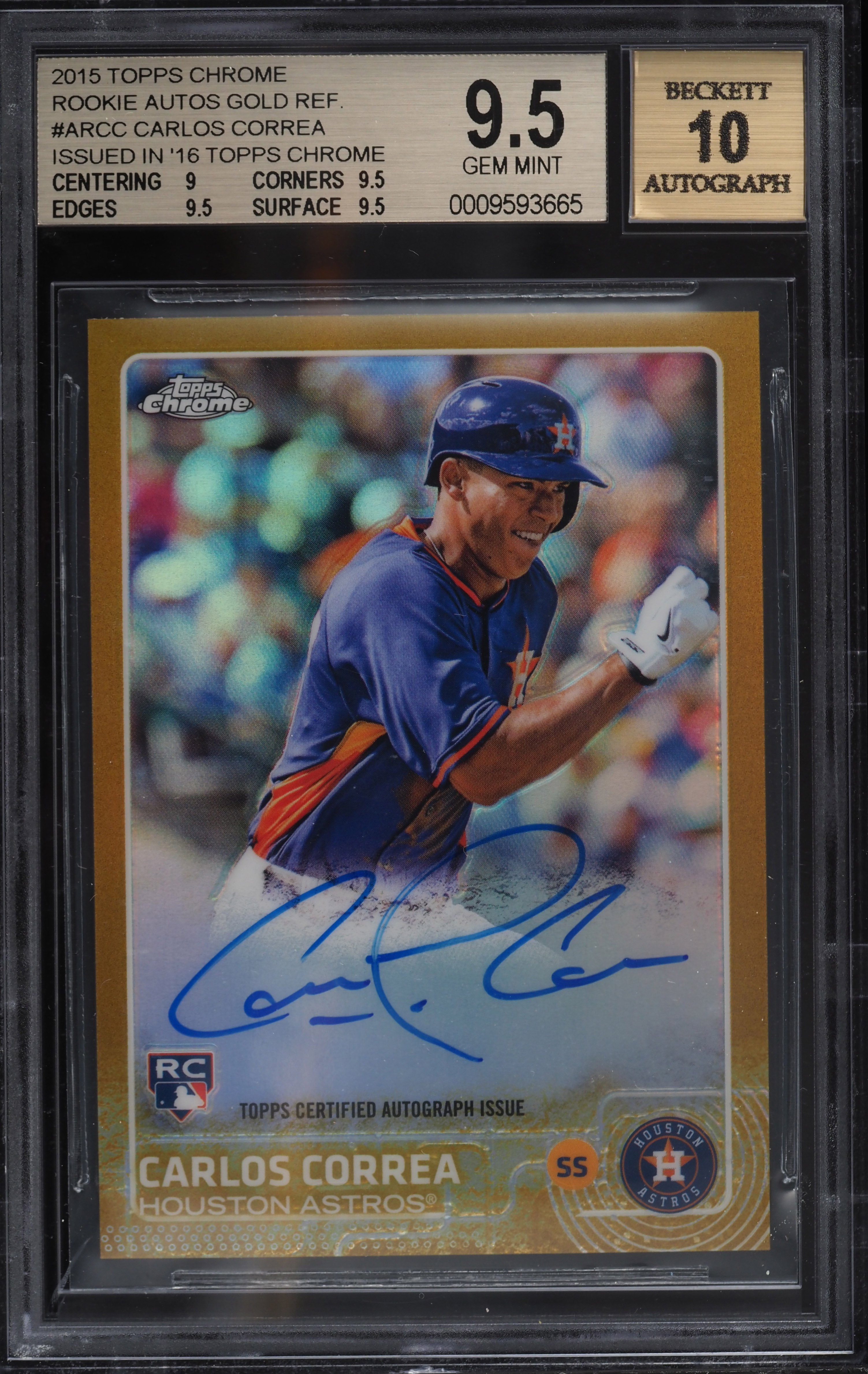 2015 Topps Chrome Gold Refractor Carlos Correa ROOKIE RC AUTO /50