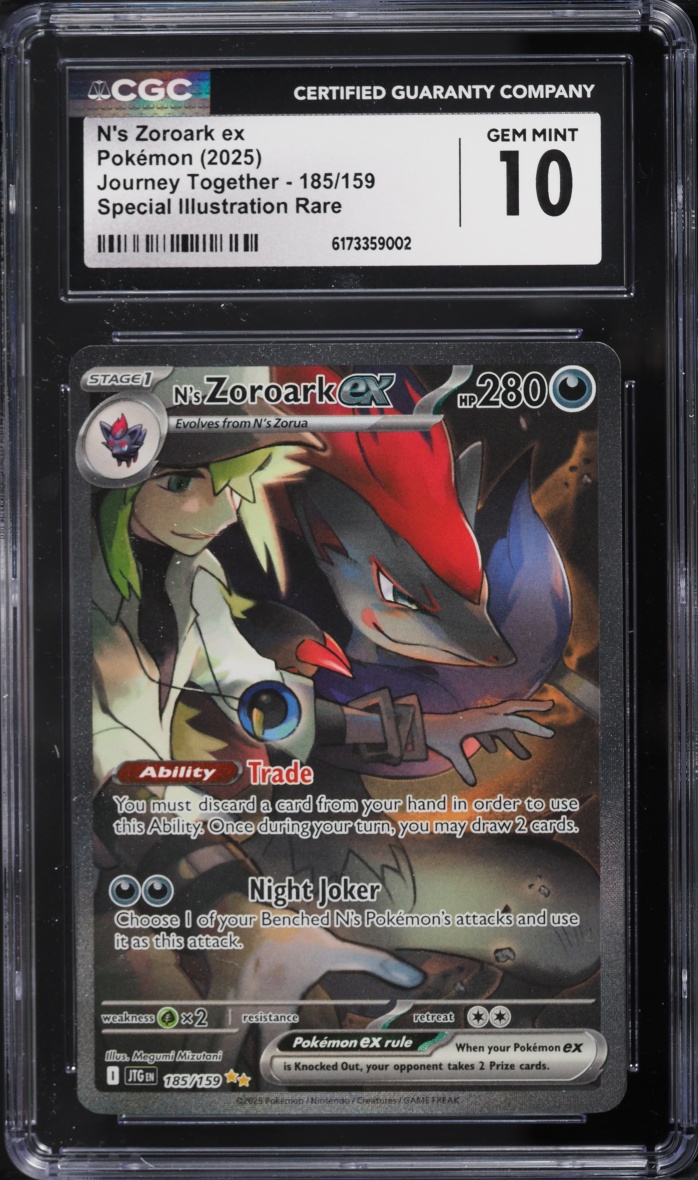 2025 Pokemon Scarlet & Violet Journey Together Sir N'S Zoroark Ex #185 CGC 10 Gem Mint