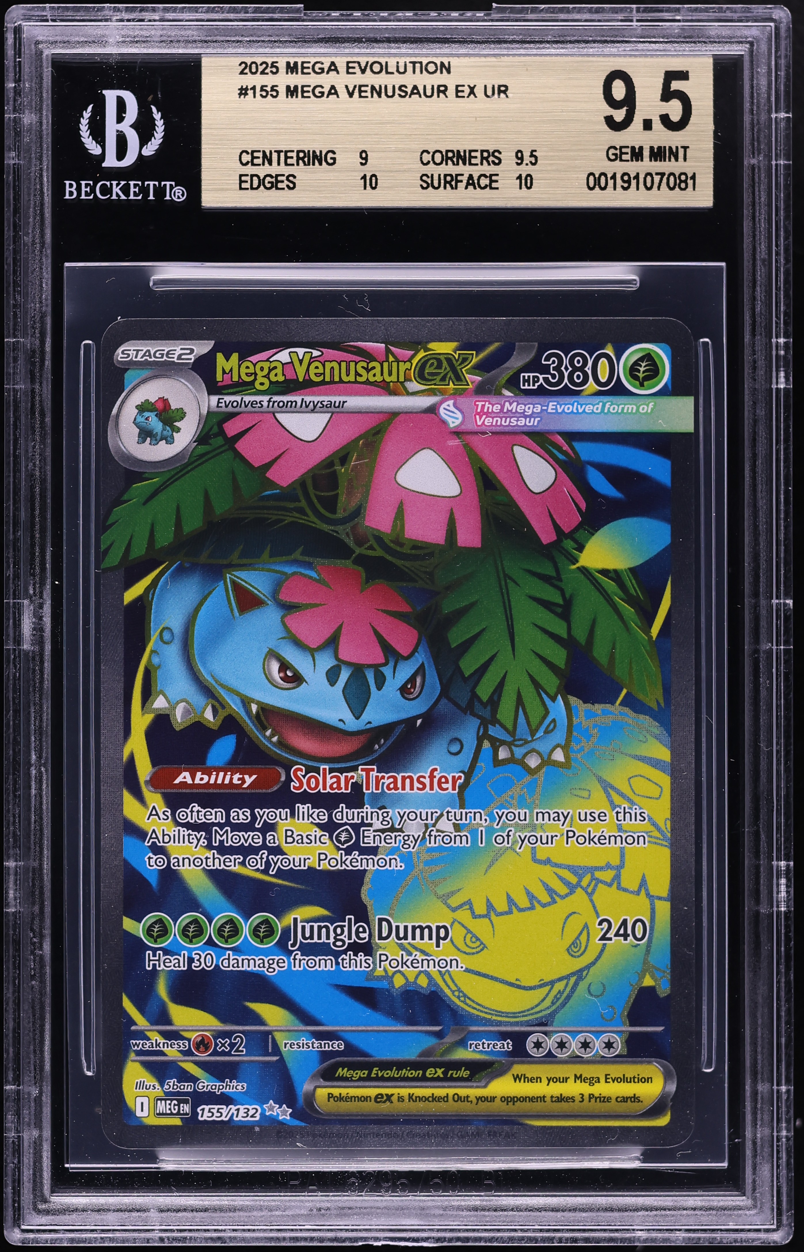 2025 Pokemon Mega Evolution Full Art Mega Venusaur ex #155 BGS 9.5 GEM MINT